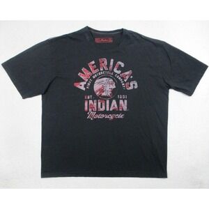 Indian Motorcycle Shirt Mens 3XL Black Made in USA Graphic Tee‎ Crewneck Cotton